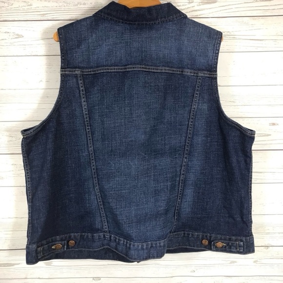 Modcloth x Wrangler Dependable Denim Vest 2X Dark Wash Cowgirl Western Casual - Picture 4 of 8